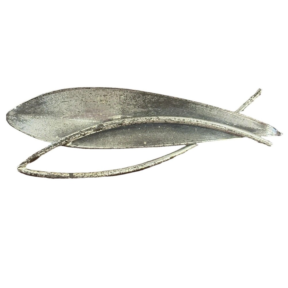 Vintage Beau Sterling Silver Modernist Leaf Brooch Pin Mid Century 3” Signed